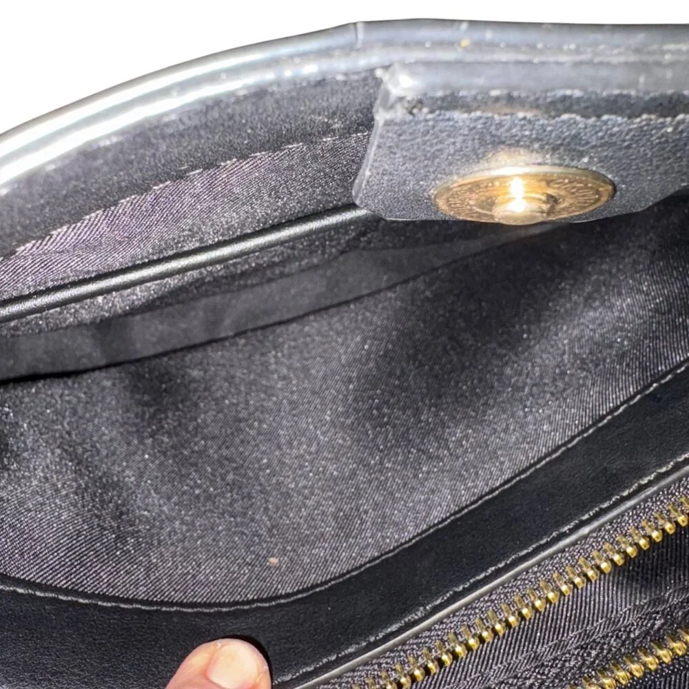 Nine West Brooklyn Jet Set Carryall Bag Black Pebbled Faux Leather Purse